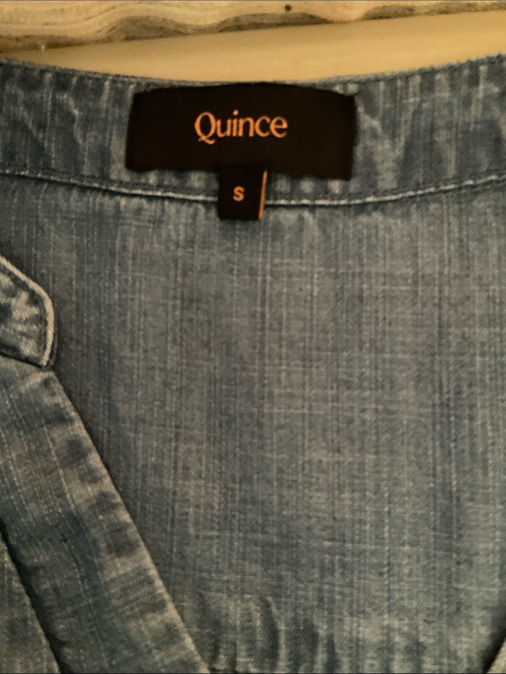Quince Chambray Tiered Mini Dress Size S - Picture 5 of 11